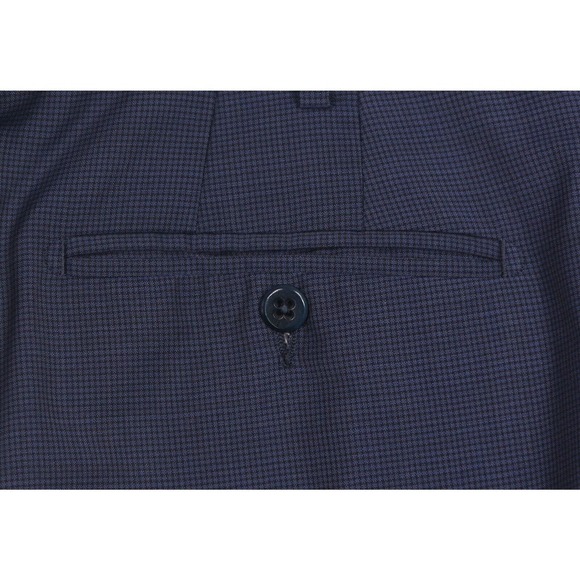 Zanella Todd Blue Checkered Flat Front Wool Dress Pants Trousers 40x27 - Picture 3 of 7